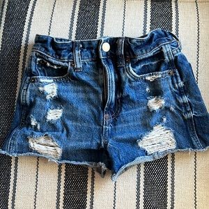 High-Rise Gap Junior Distressed Denim Shorts